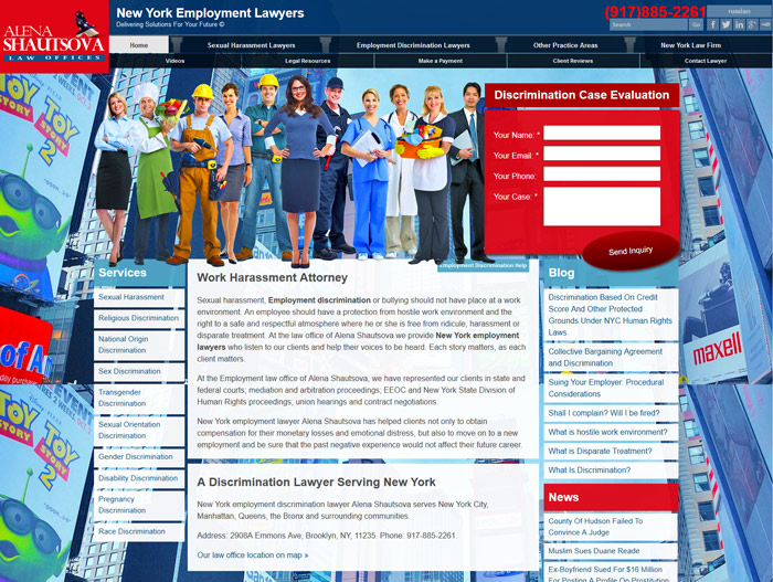 Web Design for Work harassment attorney